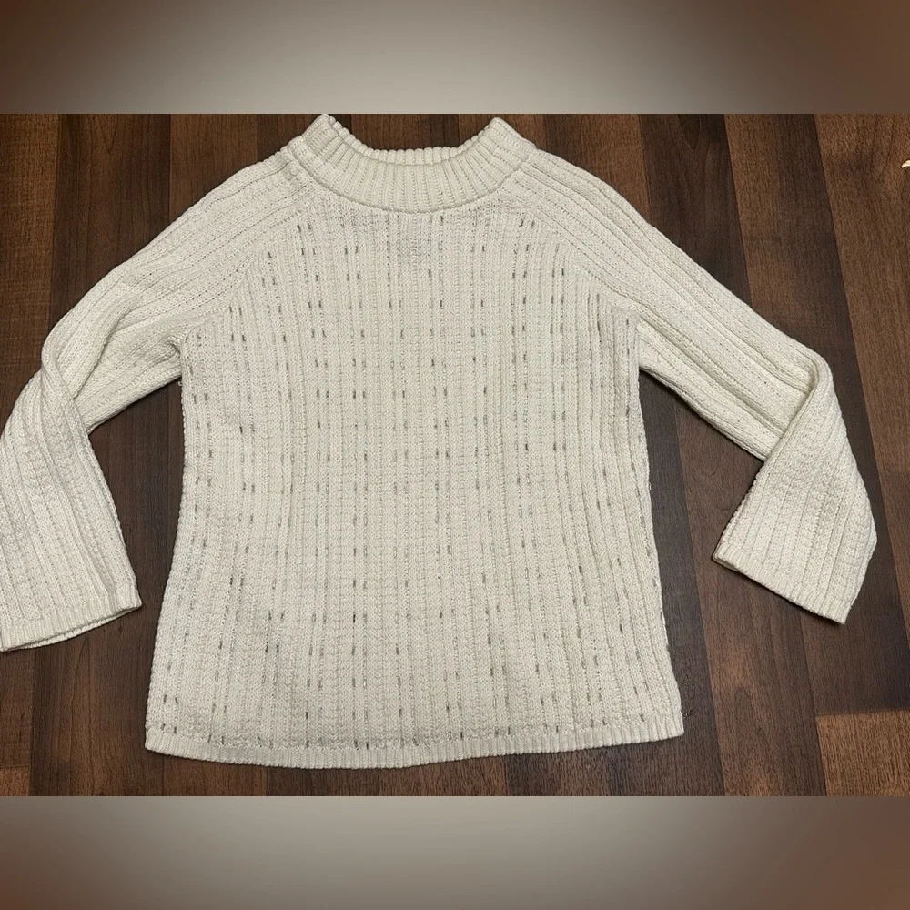 Banana Republic Cream Cowl Neck Sweater with Cable Knit - Picture 1 of 7